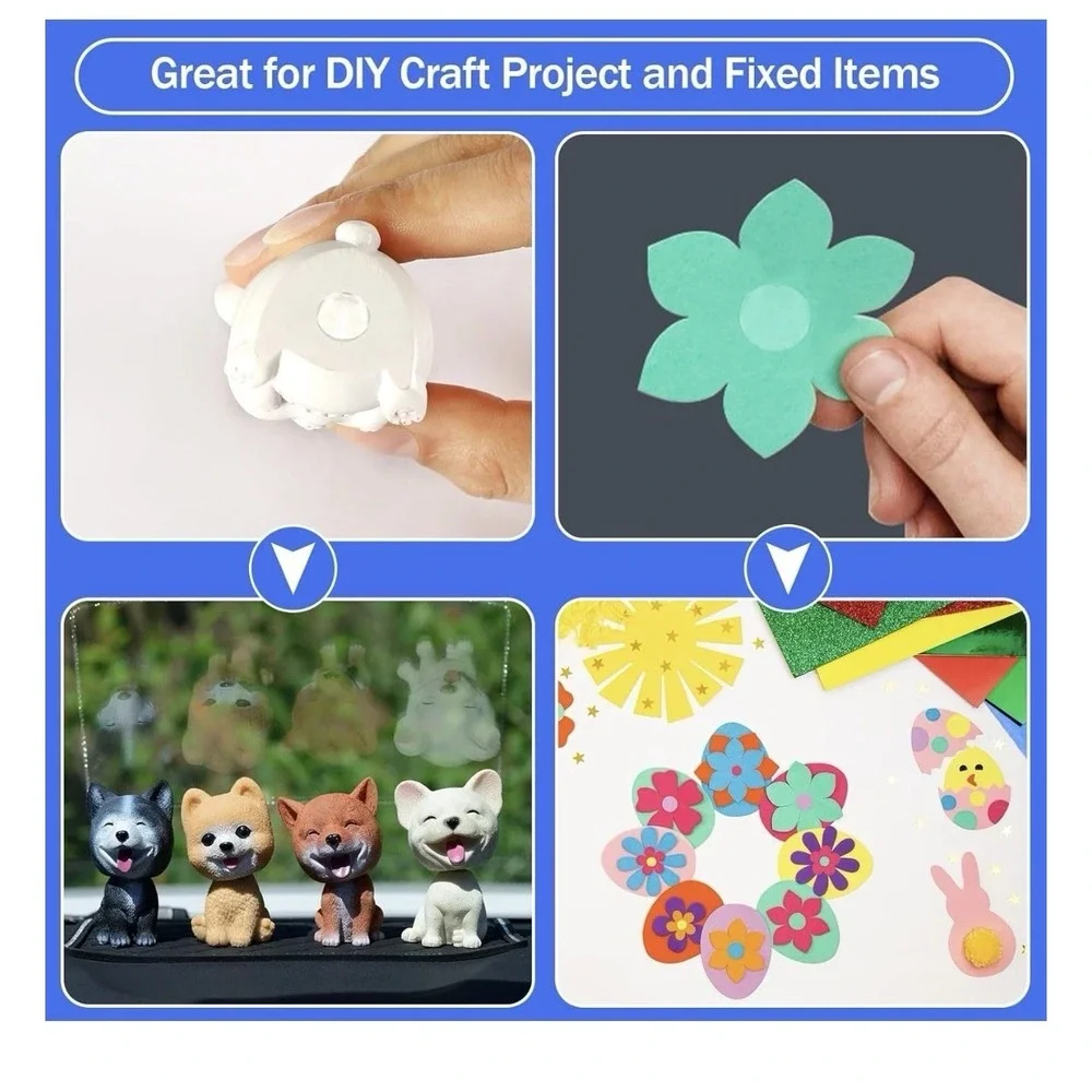 1152 Pcs Double Sided Sticky Dots Tape Removable Round Putty Clear 1/2 Inch